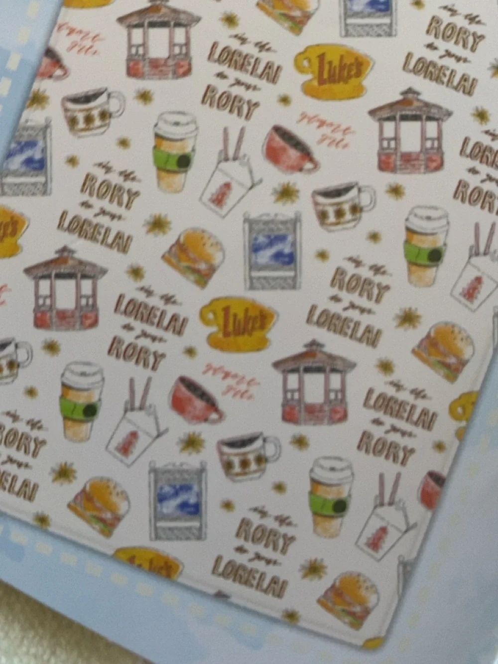 Gilmore Girls Luke's Diner Cream Printed Plush Throw Blanket